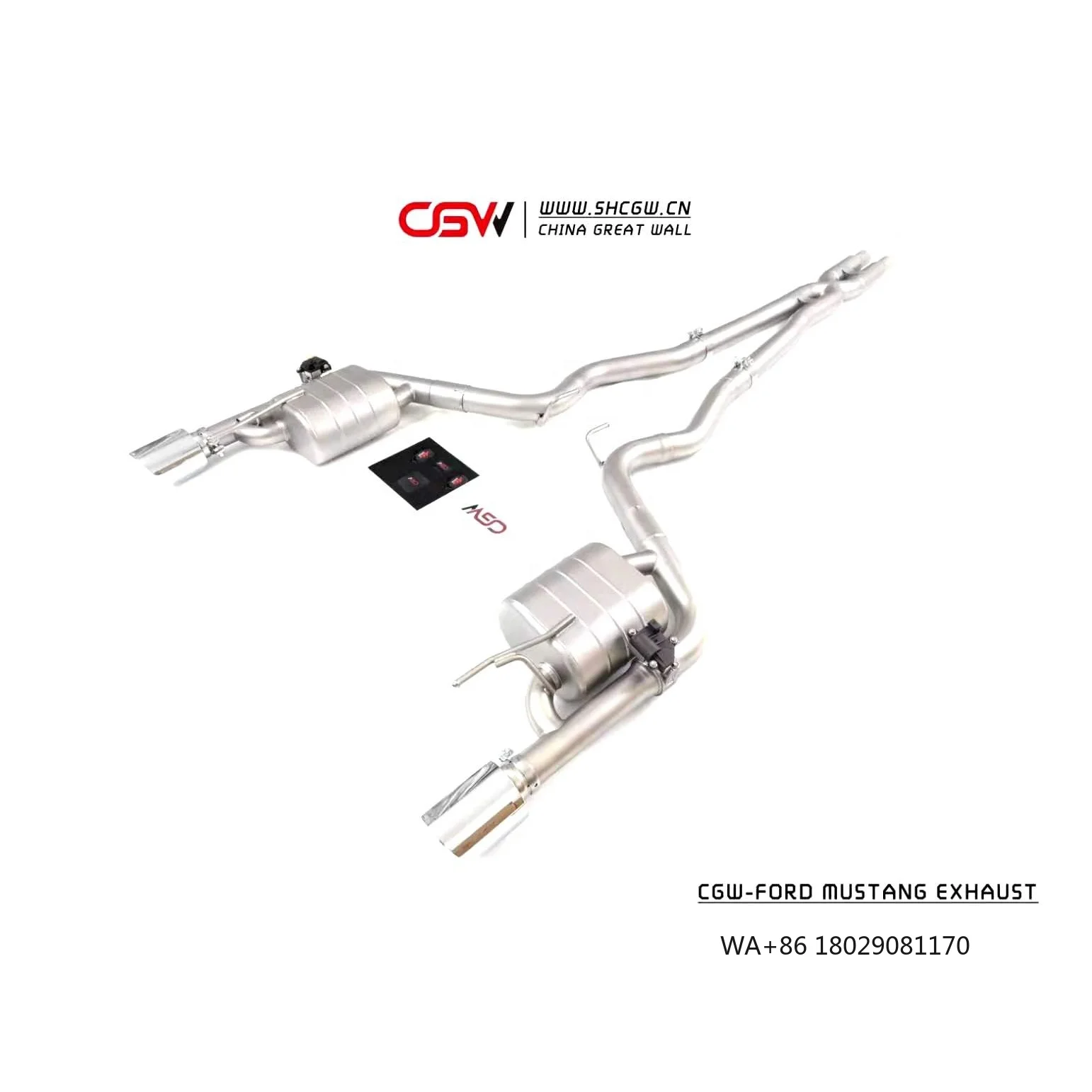 

owling Sound Carbon Fiber Tips Stainless Exhaust Muffler Piping for 5.0 2015+ Catback