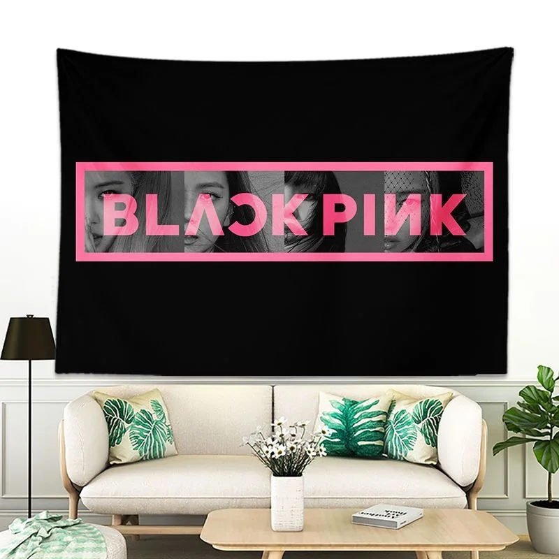 Decorative Wall Tapestry Kpop-Blackpink Decoration Black Outdoor Decor Panoramic Wallpaper Bedroom Tapestries Headboards Hanging