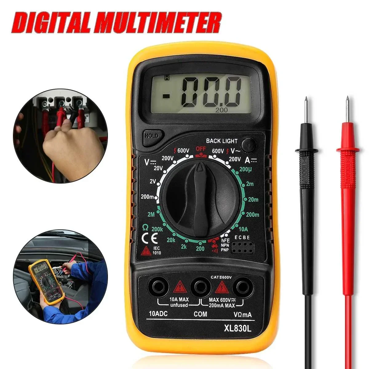 Electrical Digital Multimeter Backlight AC DC Ammeter Voltmeter Volt Ohm Tester Meter Portable Handheld LCD Voltmeter Instrument