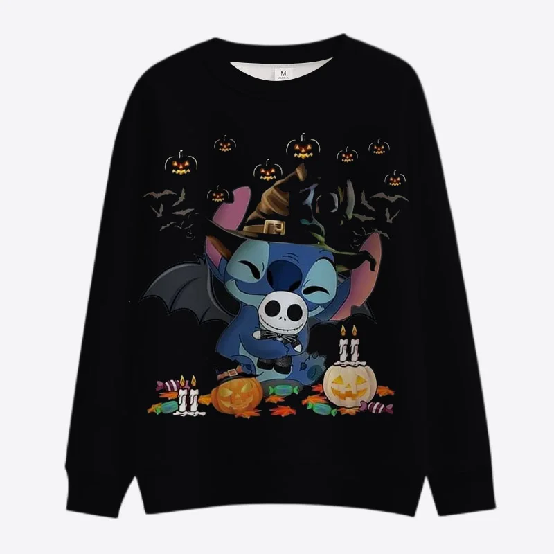 Fall 2022 Horror Halloween Disney Brand Stitch and Mickey Minnie Crew Neck Casual Sweatshirt Men\'s Pullover Long Sleeve Top