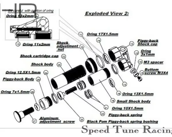 

Hot Racing piggyback adjustable rebound shocks for 1/10 Traxxas Stampede Rustler Slash 90mm