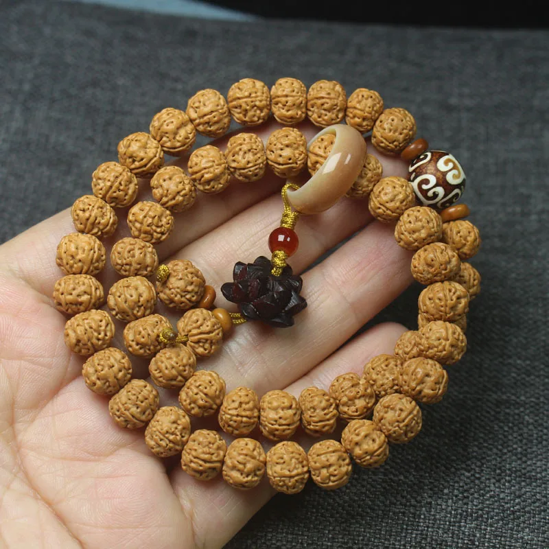 Diamond Bodhi Double Circle Buddhist Bead Bracelet, Sandalwood Lotus Bead Bracelet, Simple Decorative Hand Accessory Gift