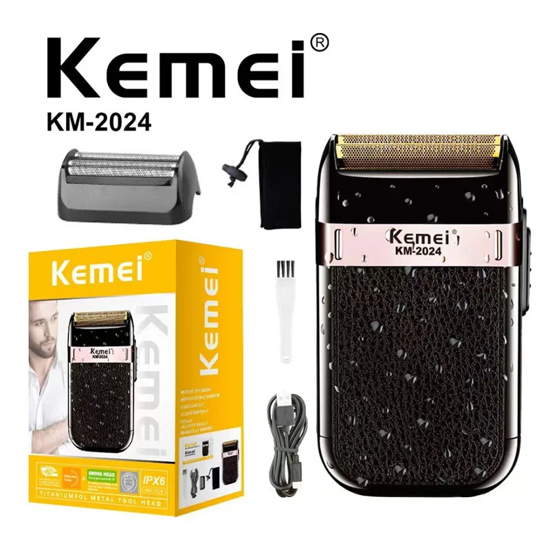 Rasoir électrique Kemei 2024 3D pour hommes, rasoir électrique rechargeable, rasoir à barbe flottant, tondeuse à cheveux, machine à raser pour le soin du visage