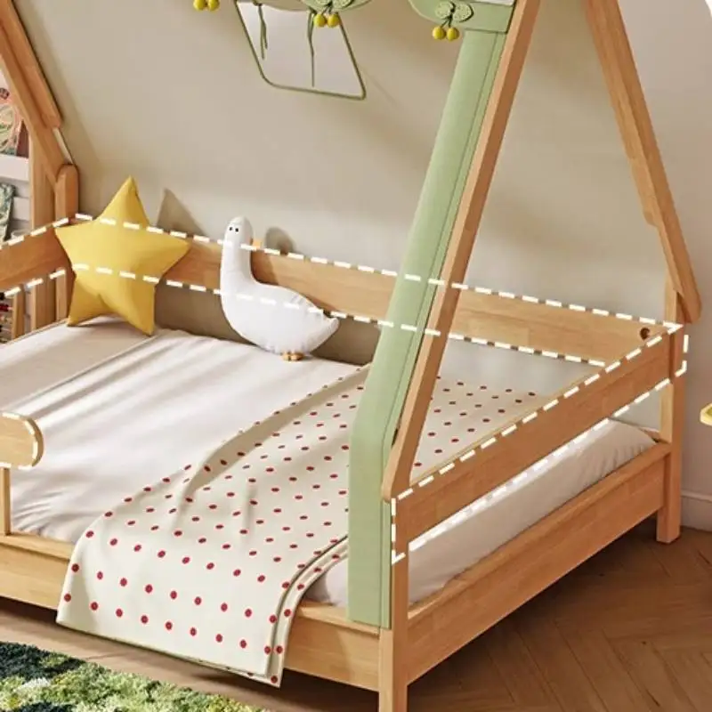 سرير أطفال بسيط بمظلة بسيط فاخر أوروبي سرير أطفال خشبي مخصص تصميم فردي حديث Lettino Per Bambini أثاث منزلي #5