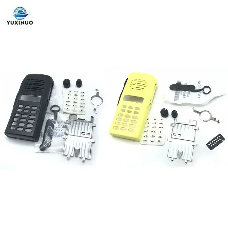 

Compatible Housing Case Front Shell + Dust Cover + Knob + Keypad for Motorola Radios, Black/Yellow