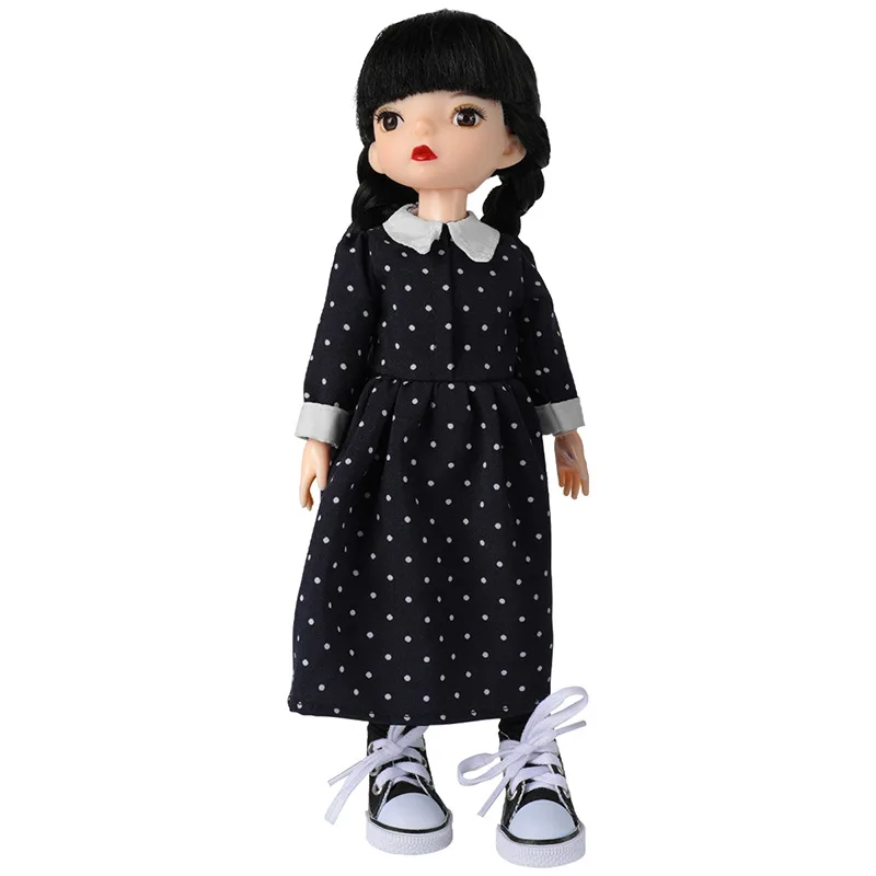 Wednesday Adams Girl Doll Full Set 1/6 Bjd Joints Doll Dress Up Toys No box