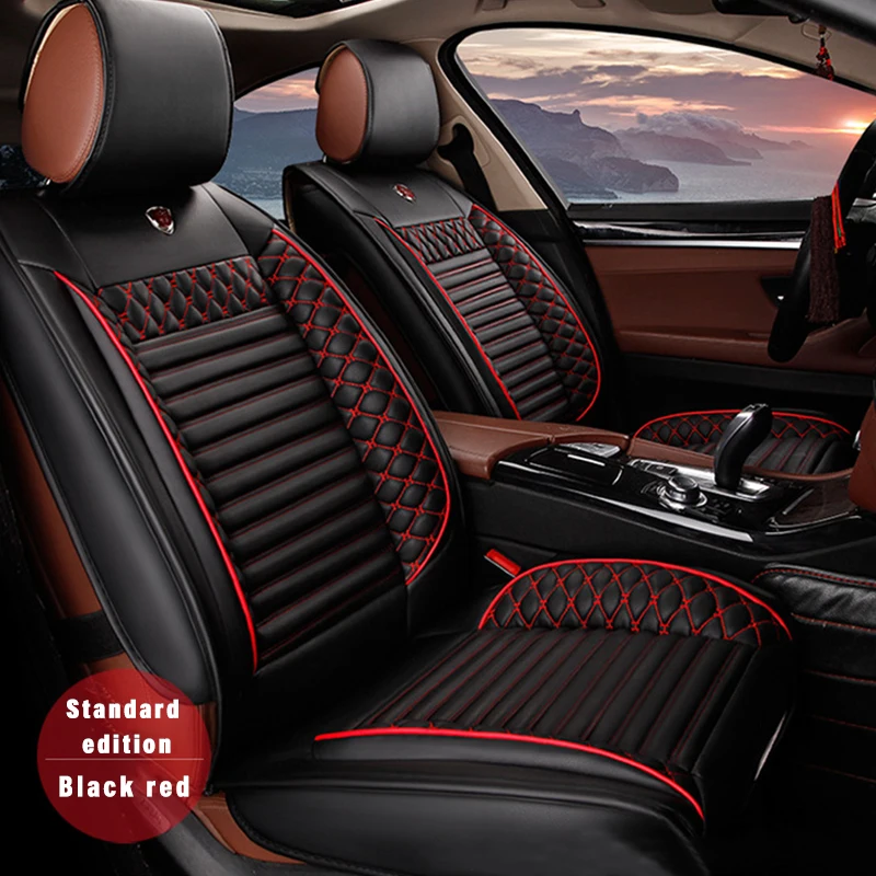 Black Red Car Seat Covers 2PCS Universal Front Seat Cover Car Interior Protector Accessories