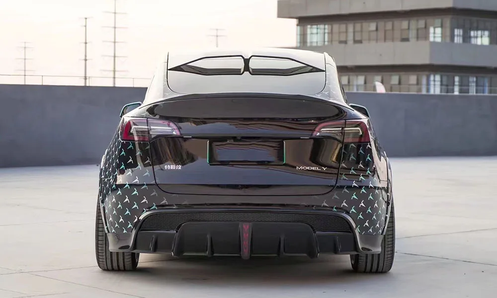 For Tesla model Y SD style tail wing dry carbon fiber material 2021 2022 2023 retrofitting forged twill roof and boot spoiler