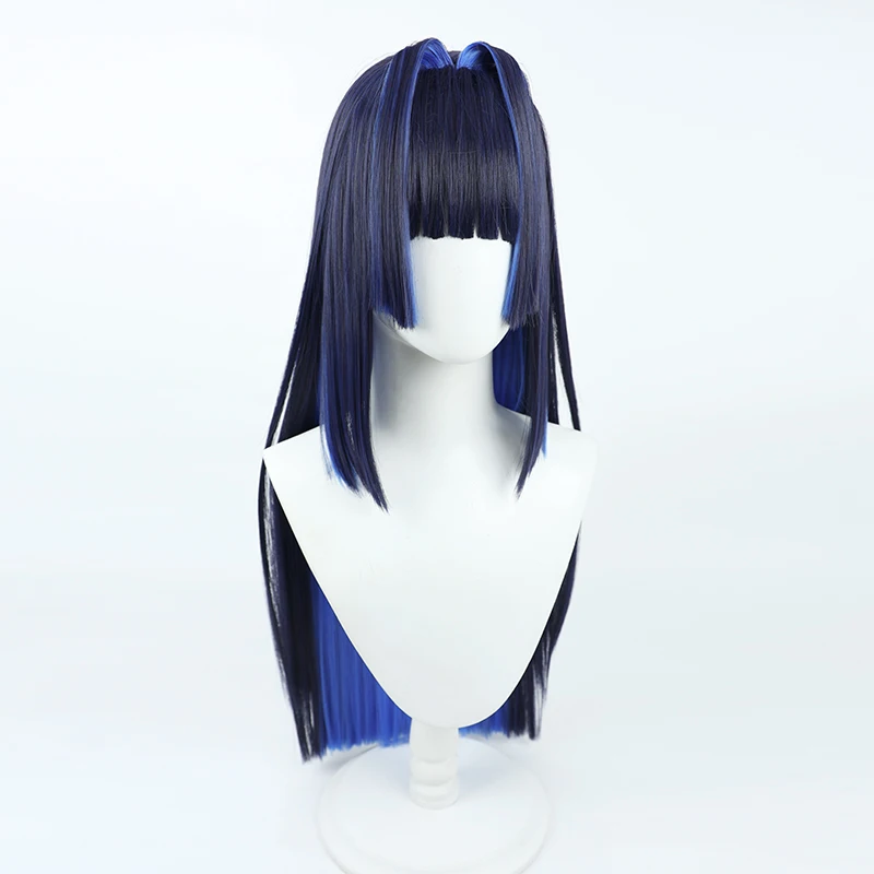 Virtual YouTube Vtuber Ouro Kronii Cosplay Wig Halloween Carnival Party Props Synthetic Hair Heat Resistant Fiber + Wig Cap