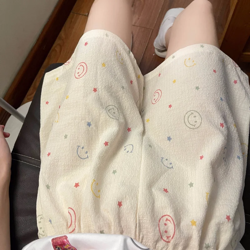 Pantaloni da notte da donna con fiori progettati popolari ed eleganti da donna, adorabili nozioni di base per la casa, seducenti e seducenti, in stile coreano estivo