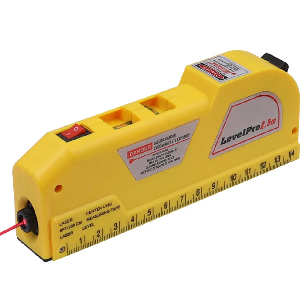 Infrared Laser Level Precision Top Reading Tape Measure Metric Ruler Measuring Tape with Laser Line Bubble Vials Ruler Base