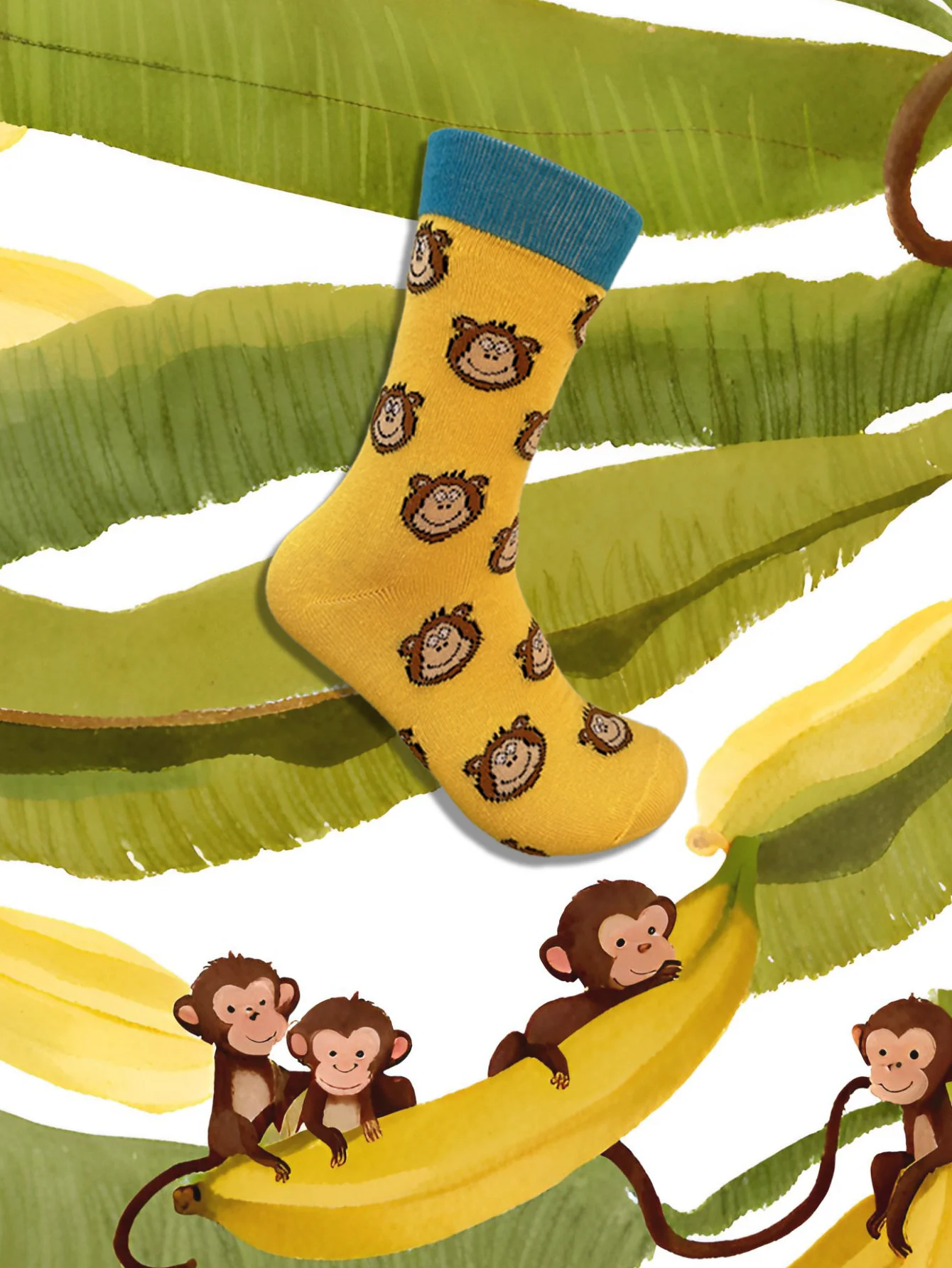 1/4/8 Pairs/sets of random men\'s fun monkey fun pattern European and American trend tube socks combination