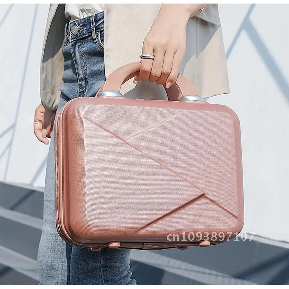 

New 14 Inch Luggage Small Women khaki/Pink/Silver/Black Travel Size:30-15-23cm Suitcase Material Compressive