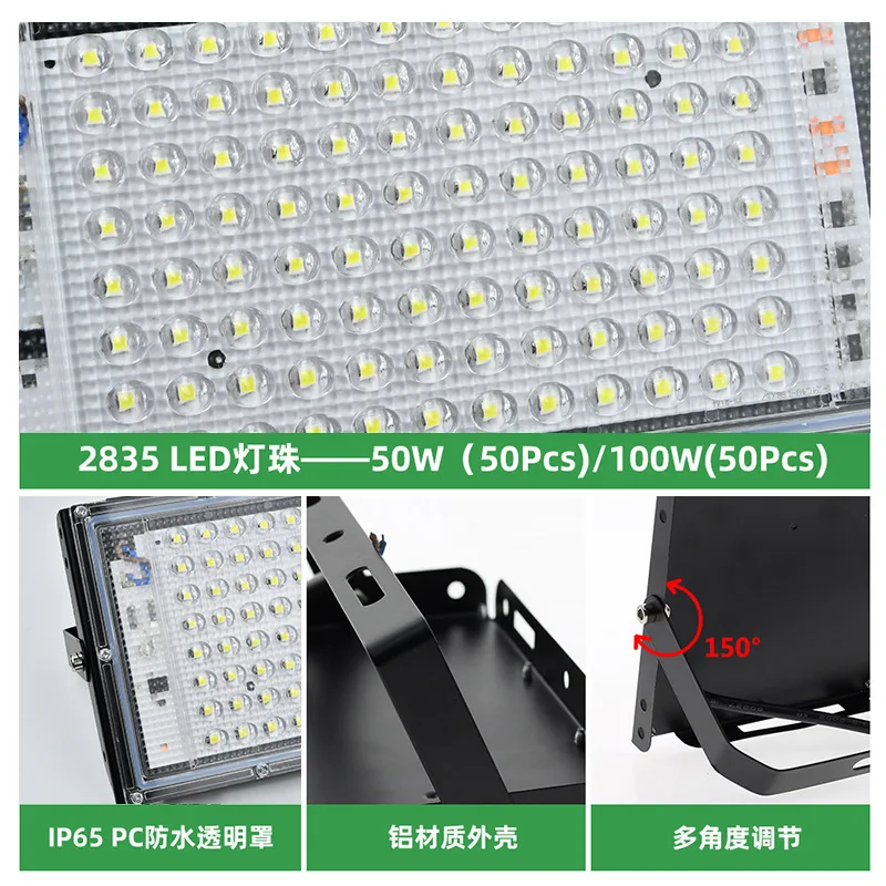 

Светодиодный уличный фонарь 100 Вт для улицы, водонепроницаемость IP65, прожектор переменного тока 220–240 В для дороги, сада, дорожки, настенного освещения