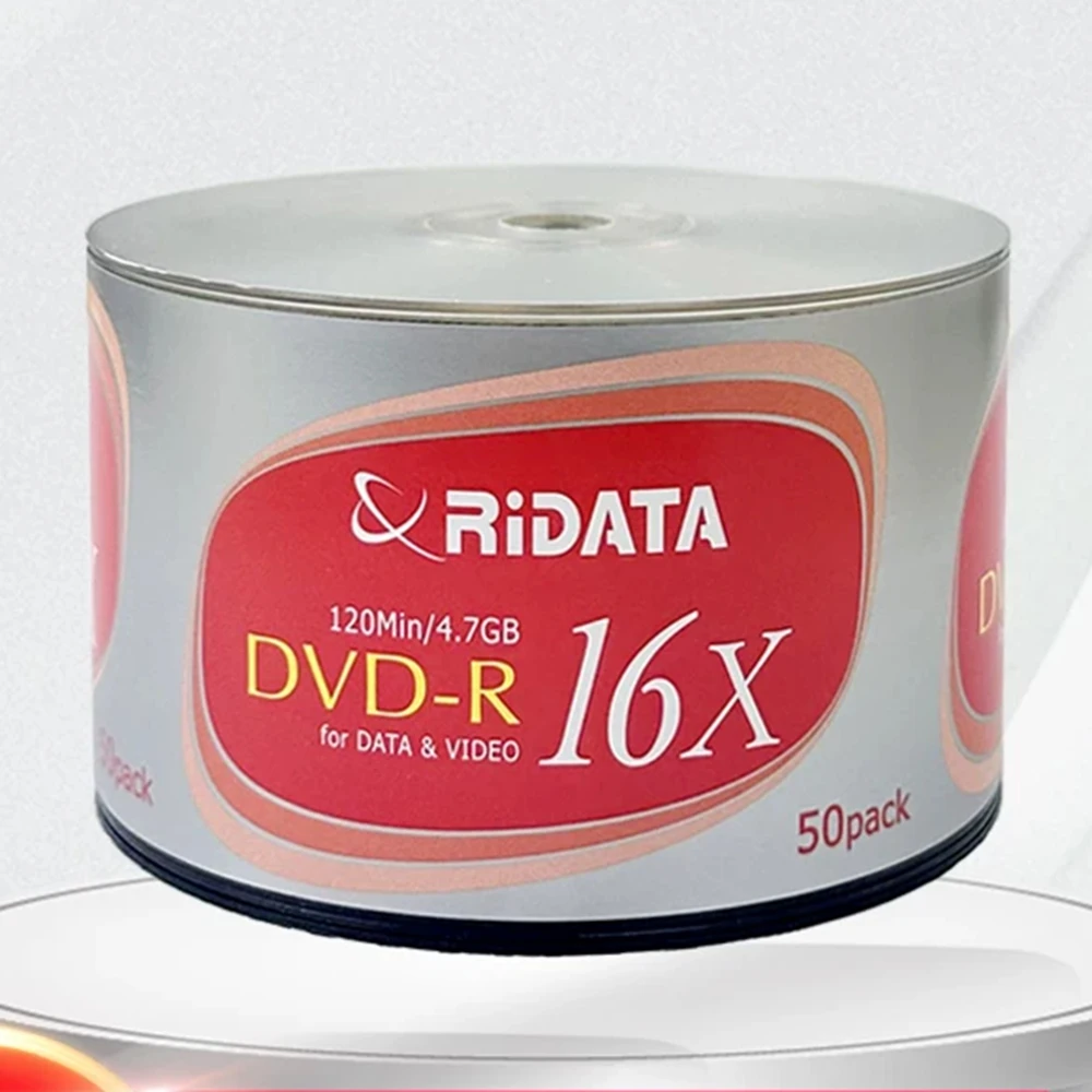 

50PCS/Box Ritek DVD-R Business Silver Surface RIDATA Blank Recordable Discs 4.7GB 120min 16X for Data Video Storage
