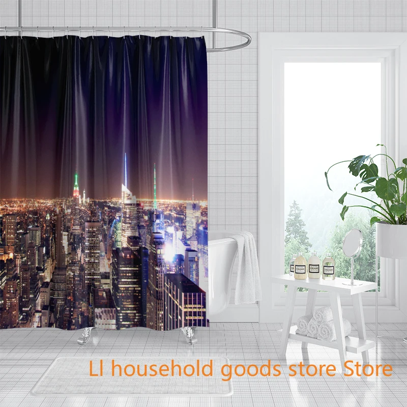 

Стильная занавеска для душа City Skyline, современный городской декор для ванной комнаты