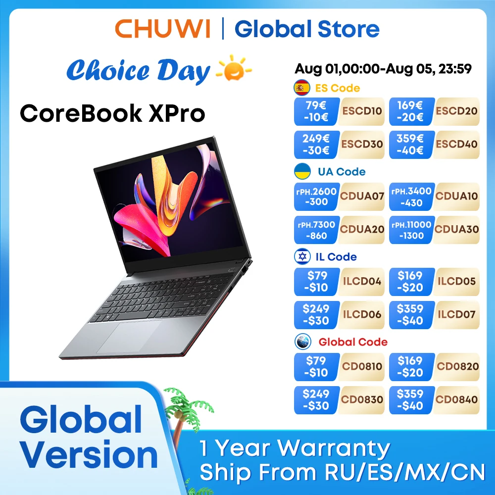 

CHUWI CoreBook XPro Gaming Laptop 16GB RAM 512GB SSD 15.6 inch IPS Screen Intel Ten Cores i5-1235U Core UP to 4.4 Ghz Notebook
