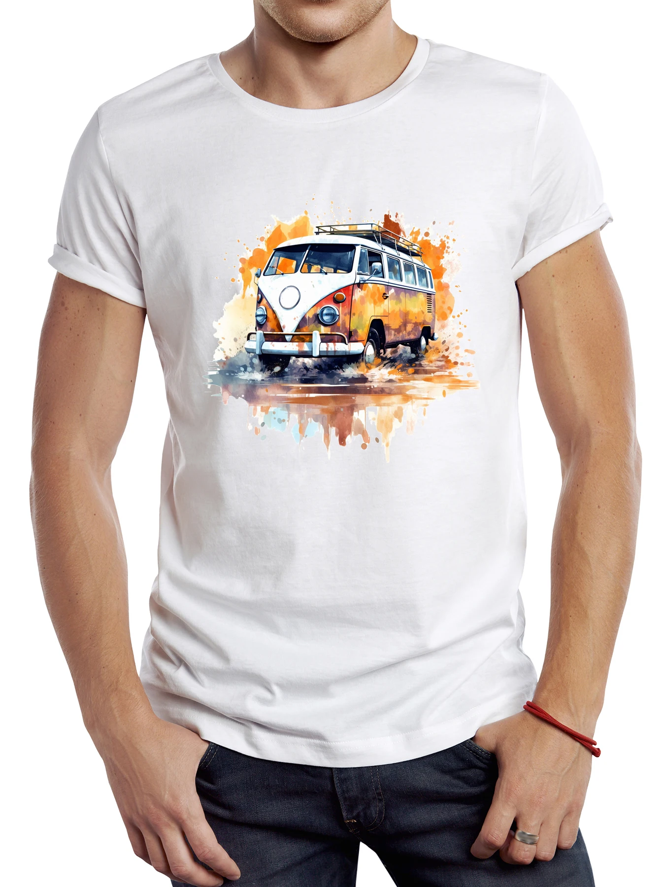 TEEHUB Retro Classic Bus Elegance of 1968 Men T Shirt Graphic Campervan Sport Cloth Vintage Van Casual Tops Hipster Tee