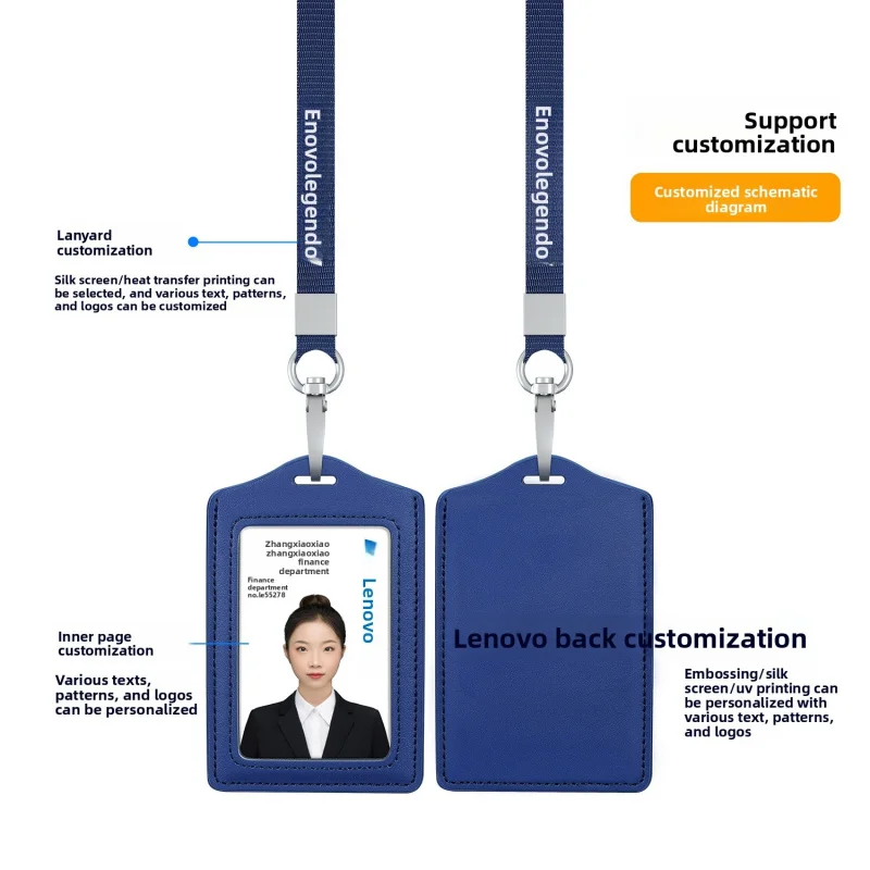 Leather Card Holder Lanyard Work ID Holder Bag Certificate Cover For Men and Women