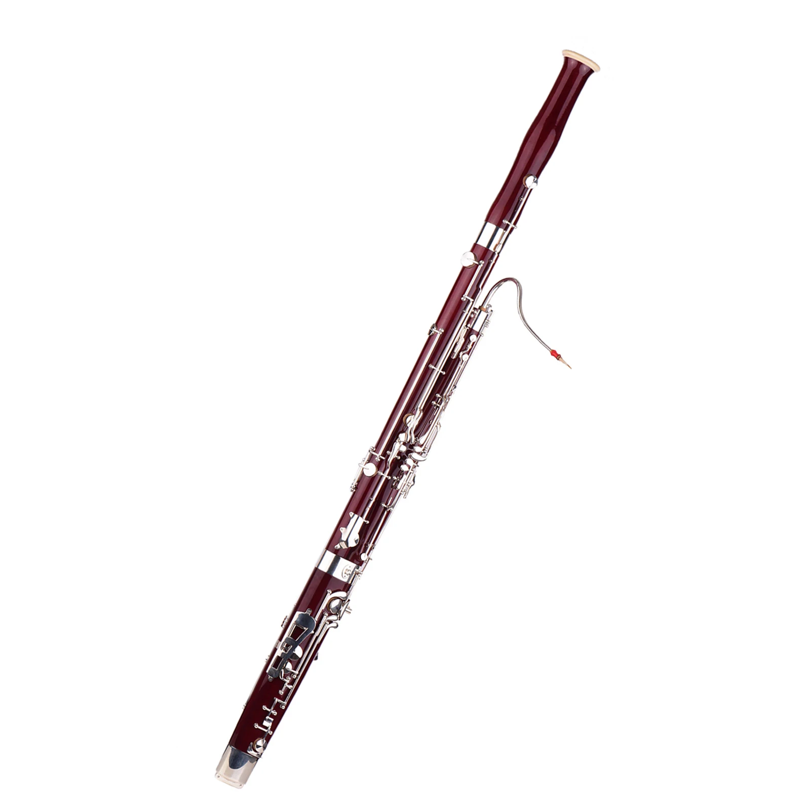 Professional Woodwind Instrument Maple Wood Body Cupronickel Silver Plated Keys C Key Bassoon with Reed Carrying Case