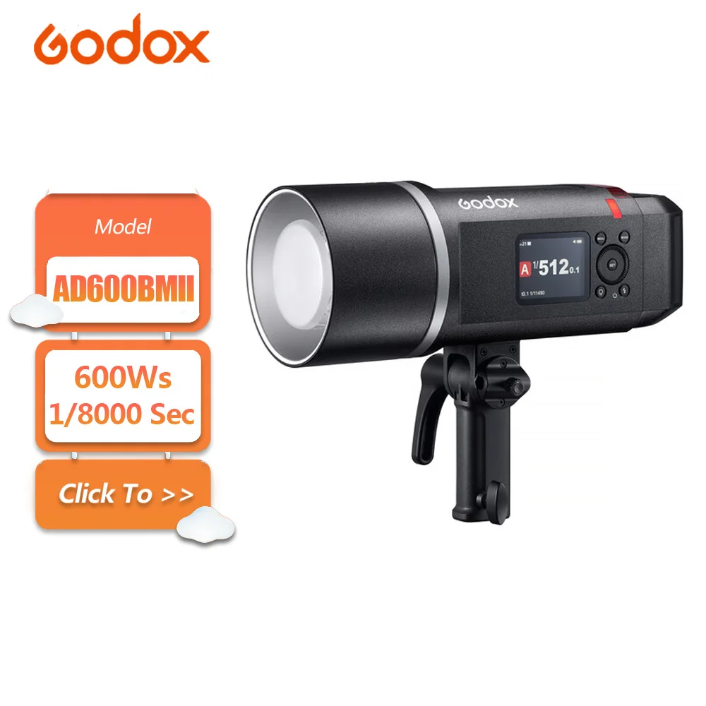 

Godox AD600BM II 600Ws Witstro Manual All-in-One Outdoor Flash One-Tap Sync with Optional X3 Trigger 0.01 to 1.9s Recycle Time