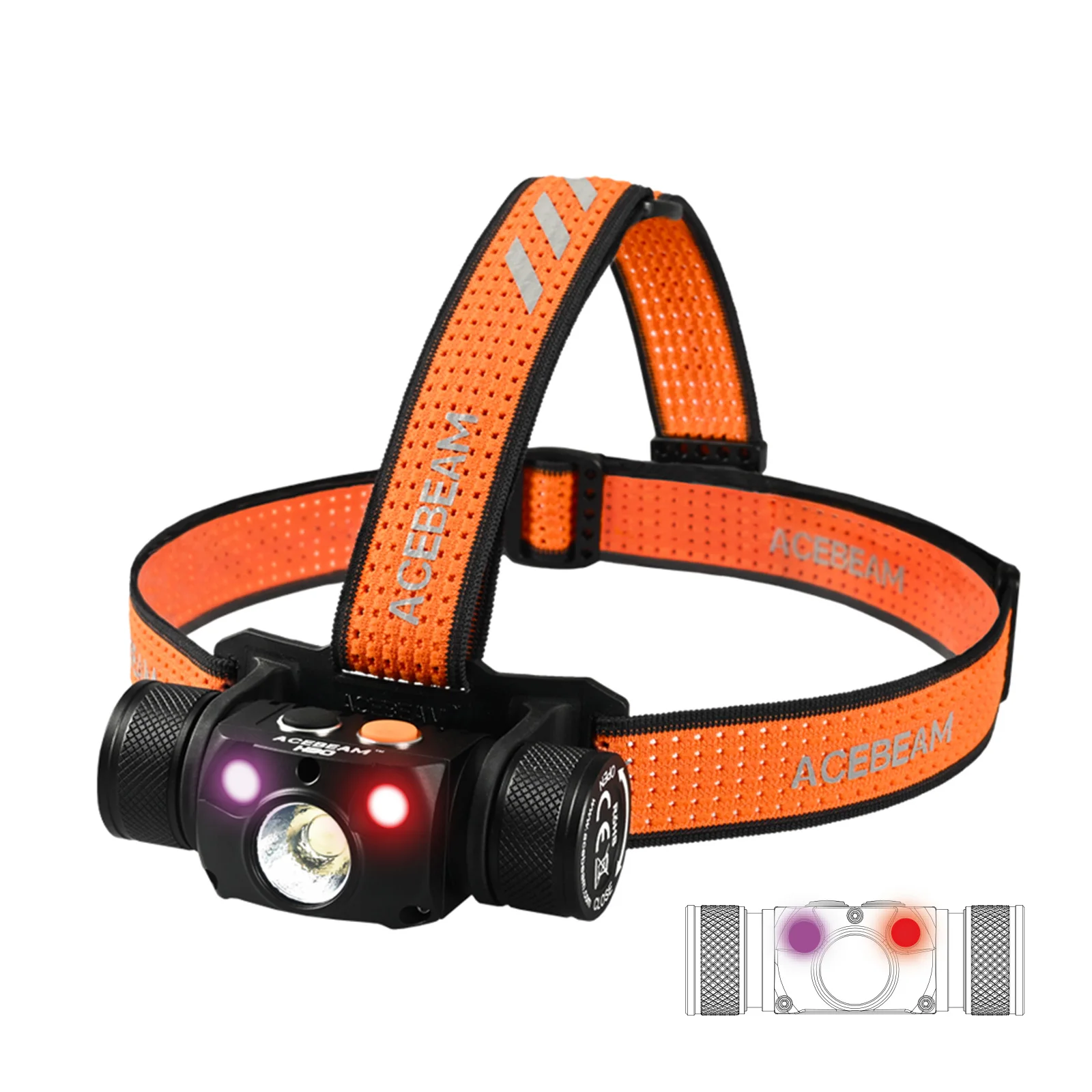 Acebeam H30-CRI Headlamp Ultra Bright 4000 Lumens USB-C Rechargeable Headlight available in RED/GREEN/UV/CRI Aux LED options image 3
