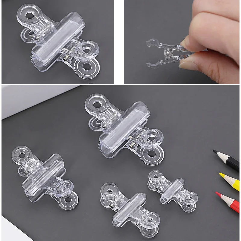 10 Transparent Binder Plastic Clips Assorted Bag Clips Sealing Food Bag Hinge Clips for Home Office Clothesline Laundry Hanging