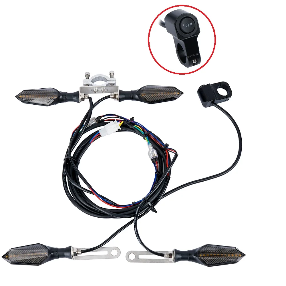 E Bike 48V 60V Electric Bicycle Waterproof Cable Light Set Front Rear Flashing Dynamic Turn Signals Scooter Accessories Light image 3