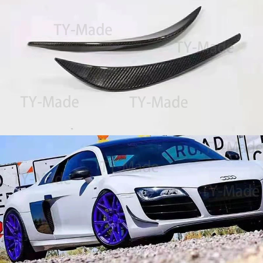 

R8 2PCS Carbon Fiber Front Bumper Side Trim Canards Splitter Flaps Spoiler for Audi R8 2008-2015 Car Styling FRP