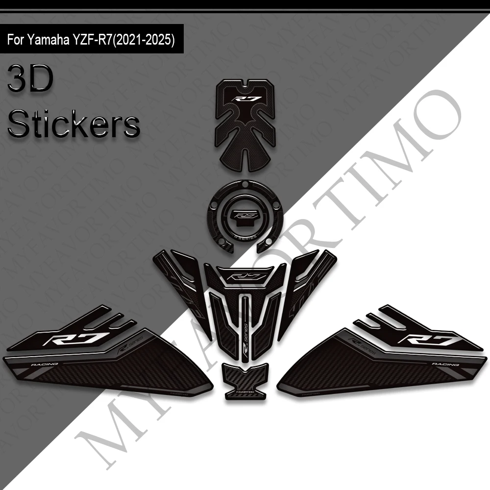 New Motorcycle For Yamaha YZF-R7 YZFR7 YZF R7 Tank Pad TankPad Cap Grips Gas Fuel Kit Knee Stickers Decals Protection 2021-2025