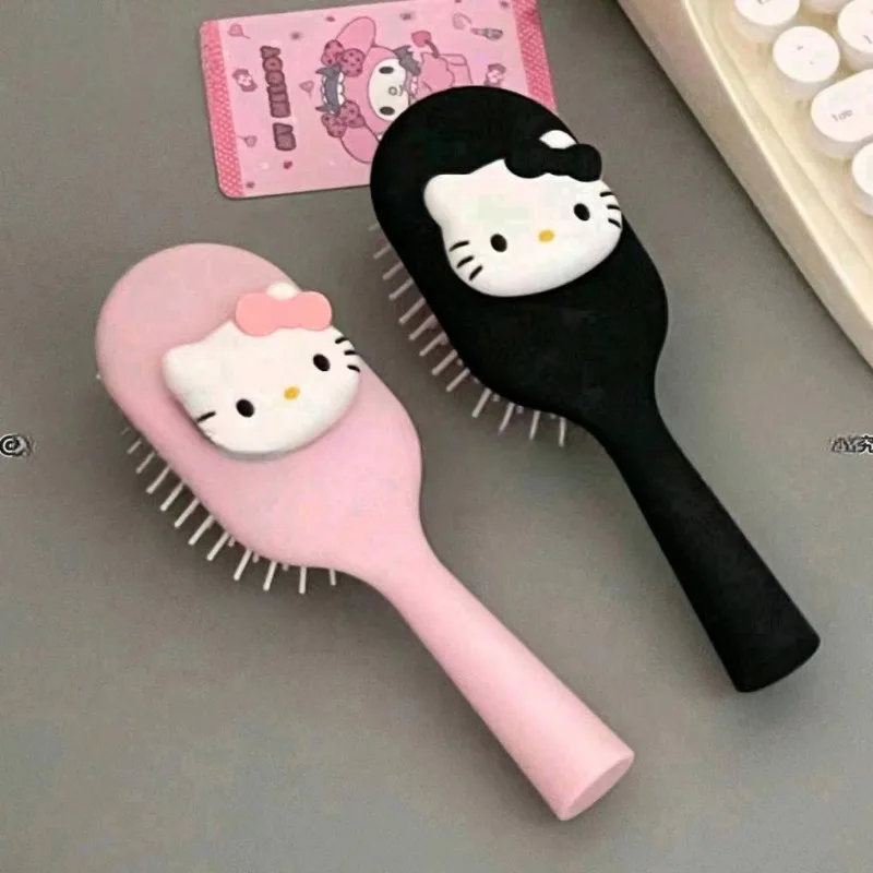 1PC giapponese Hello Kitty nero simpatico cartone animato cuscino d'aria Airbag massaggio pettine pettine per capelli per ragazze portatile a casa regalo creativo