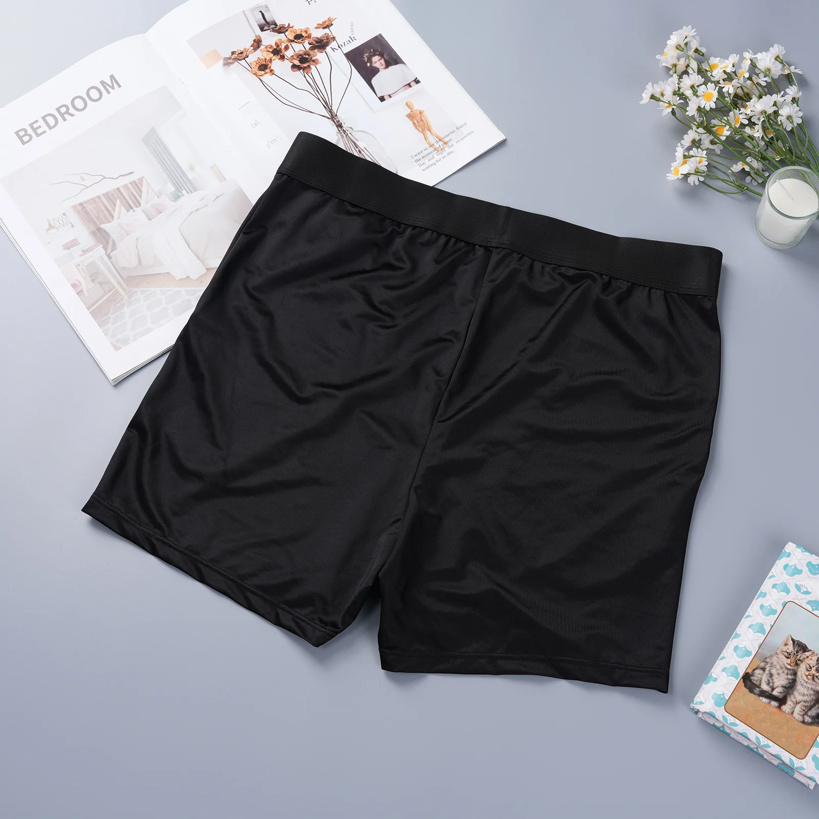 Men's Ice Silky Boxers Fitness Satin Boxer Shorts Quick-dry Sports Shorts Breathable Running Extended Short Pants Sportswear
