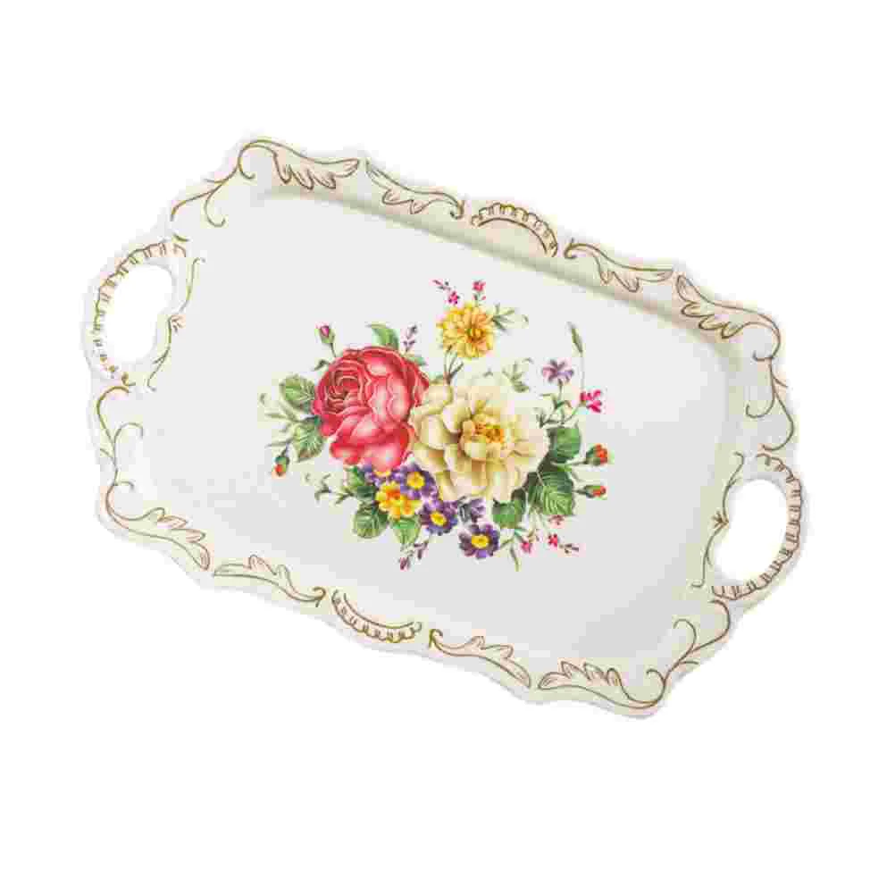 Tea Cup Tray Vintage Decor Household Storage Dessert Plate Restaurant Melamine Chic Fruit Double Handle