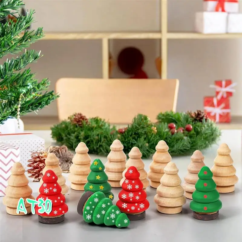 

30 Pack Wooden Peg Dolls Natural Wooden Miniature Tree Blank Wooden Peg Dolls For DIY Arts Crafts-AT30