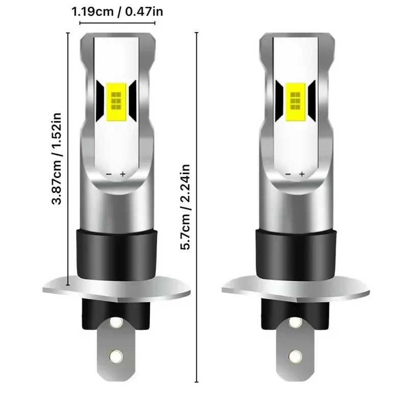 

2x H1 LED лампы для фар 55W 20000LM CSP, автомобильные фары без вентилятора, диодные противотуманные фары 12V 6000K, автомобильные лампы Plug&Play