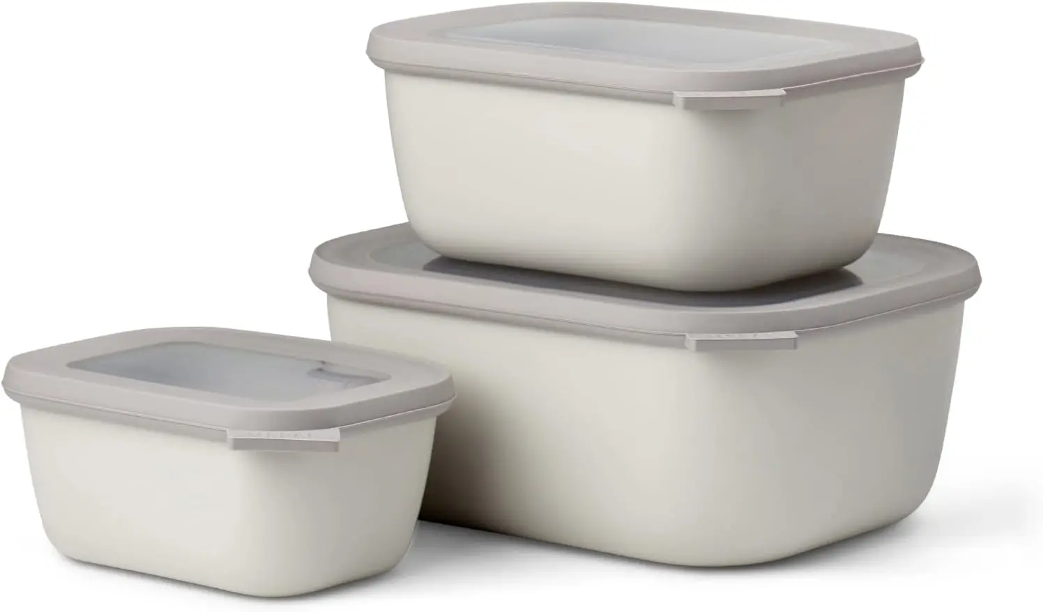 

Cirqula Multi Rectangular 3-Piece-Bowl Set-Food Containers-Stackable-Dishwasher Safe, Hoch, Nordic White