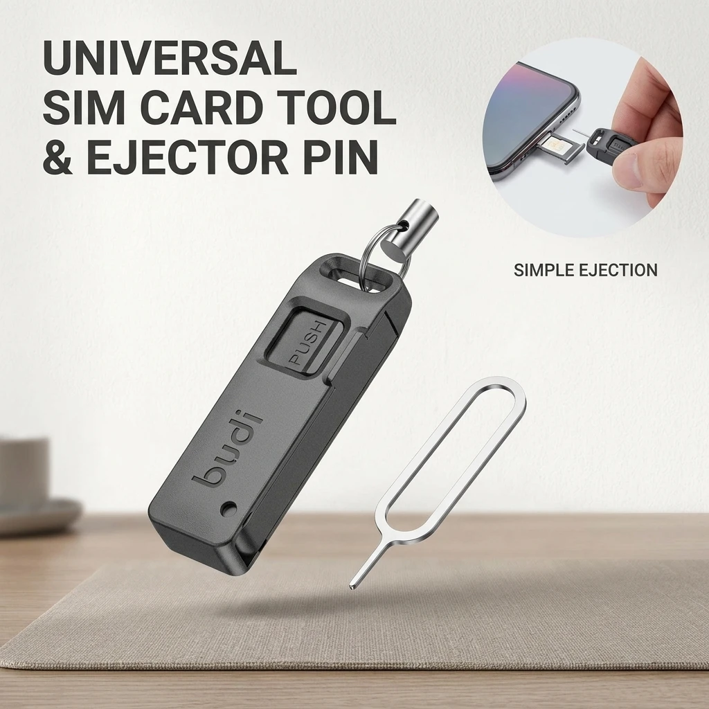 Anti-Lost Sim Card Eject Pin Needle Storage Box Universal Mobile Phone Steel Ejector Pin SIM TF Card Tray Opener Keyring