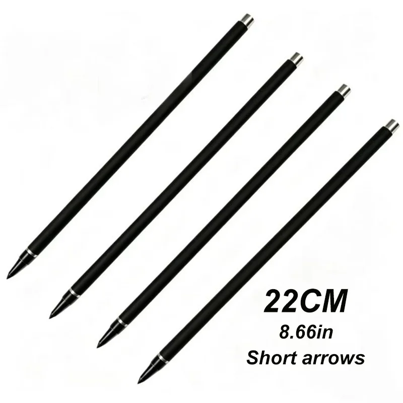 

8mm Diameter 22cm Carbon Mix Short Arrows with No Fletching Flat Nock and Replaceable Tips for Slingshot Hunting