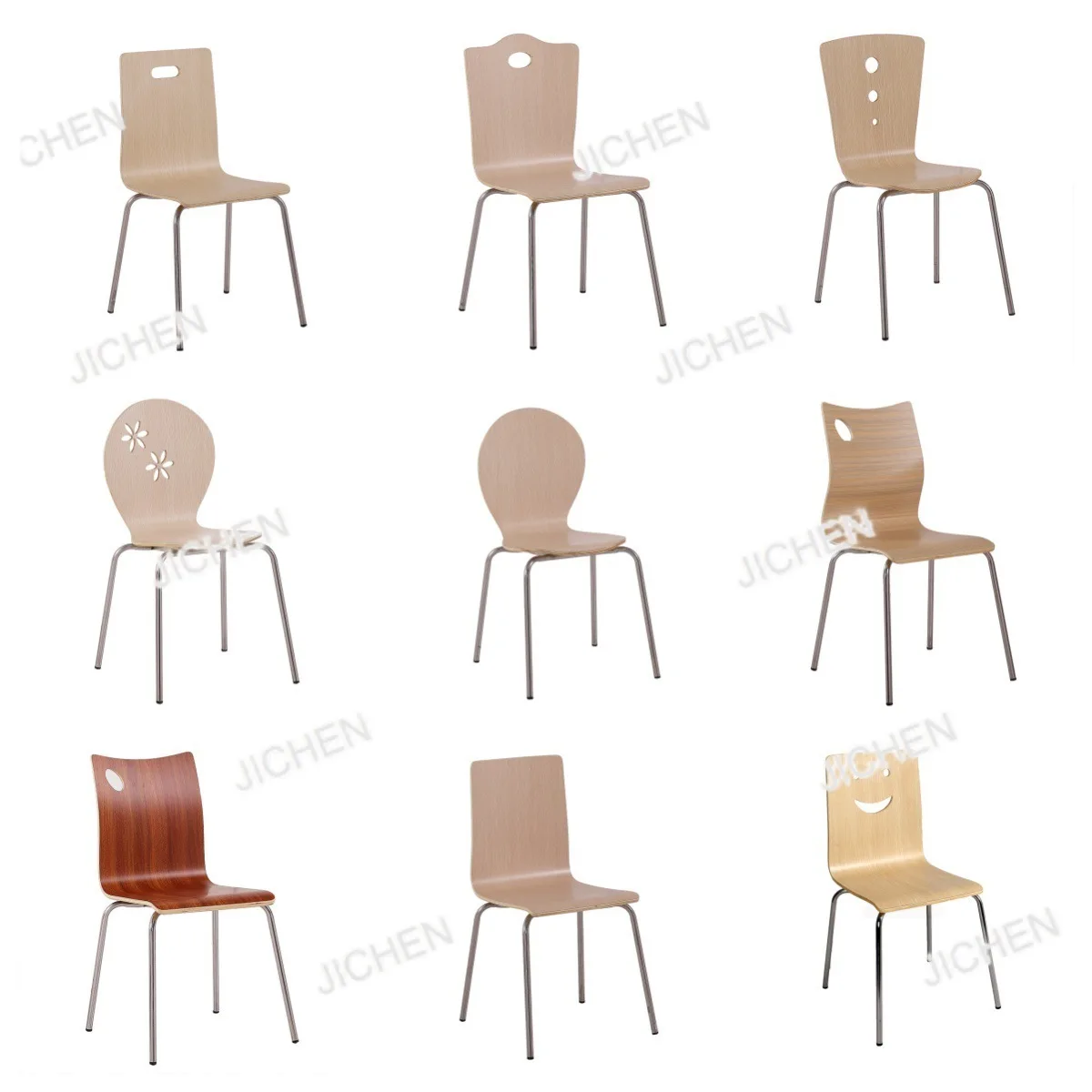 Curved wood board sticker fireproof board dining chair simple restaurant chair canteen dining chair household chair