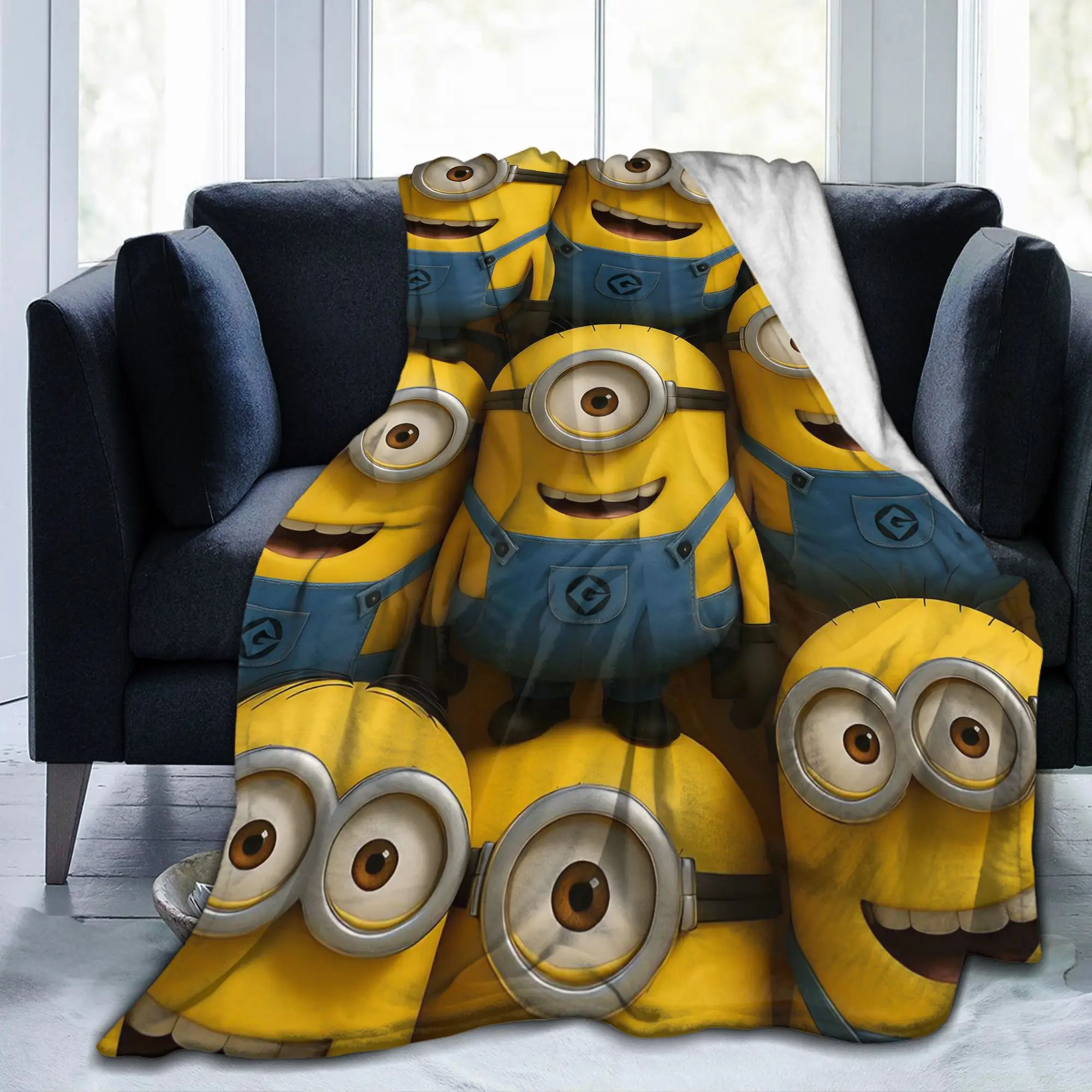 M-Minions-s Funny Cartoon Cute Blanket Fleece Textile Decor   Lightweight Thin Throw Blankets for Bedding Outdoor Rug Piece