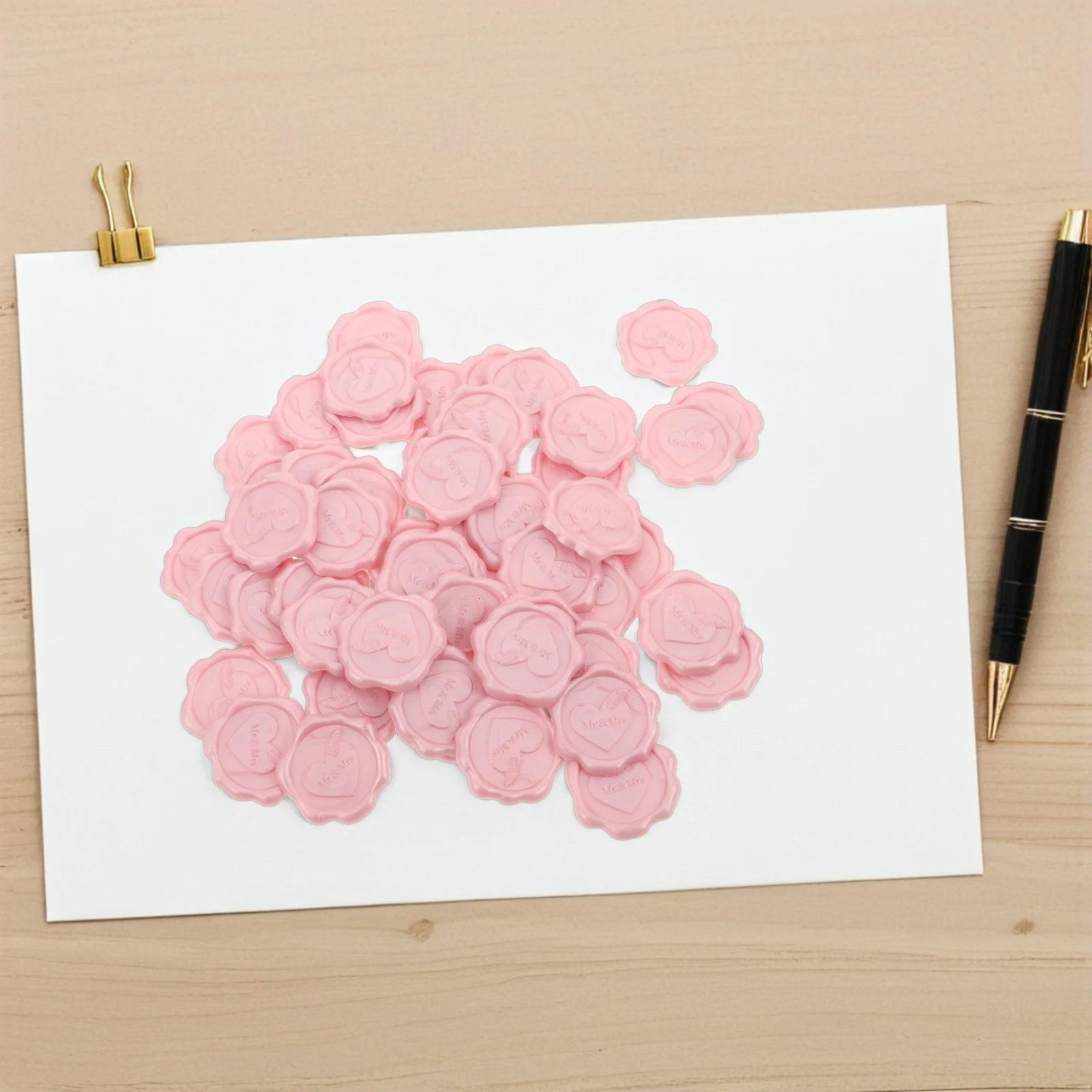 

50 Pcs Wedding Hot Paint Wax Heart Pattern Wrapping Stickers Seal Seals for Invitations