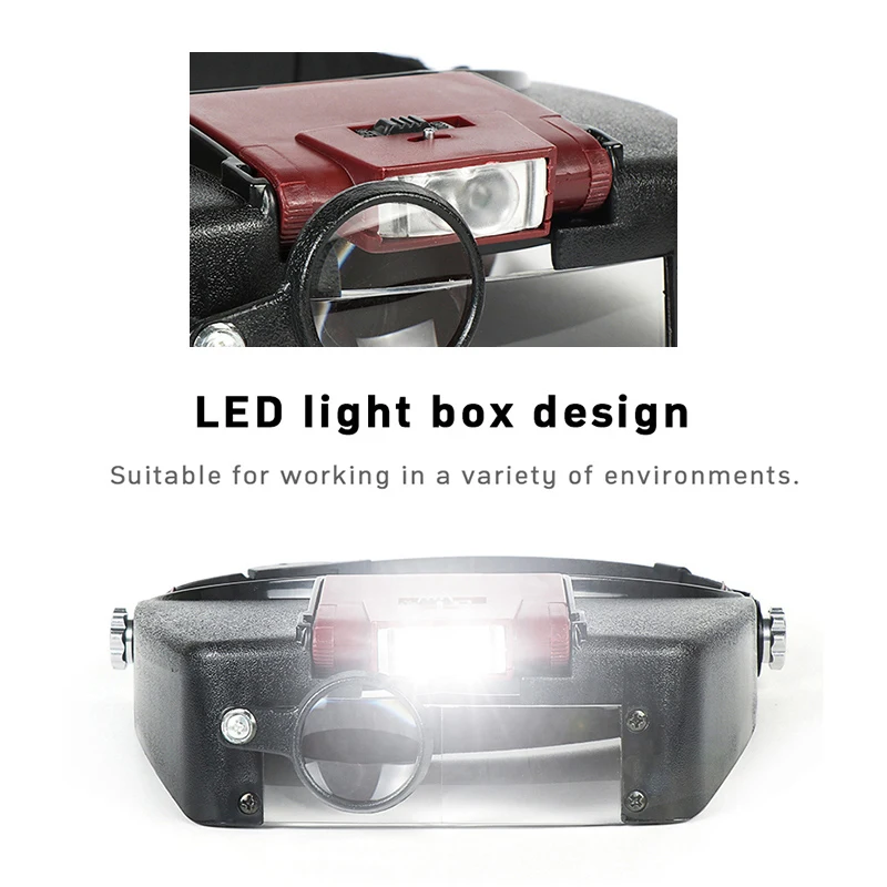 Loupe Microscope LED light 10X Helmet Style Magnifier Glass Headband Magnifying Glasses Lupas Con Luz Reading or Repair Use