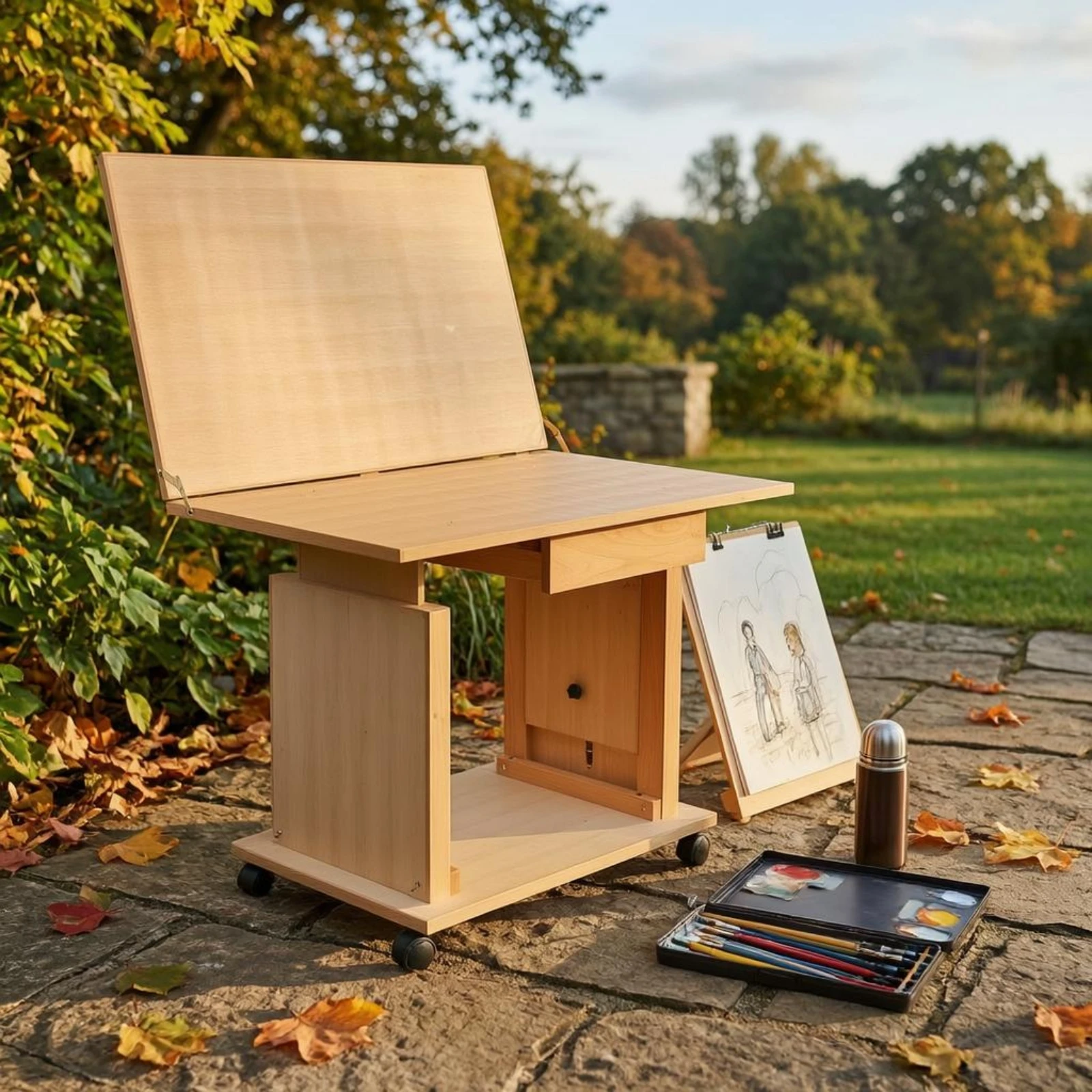 Adjustable Still Life Table Beech Wood Tilting Drawing Table Studio Furniture Rectangular Easy Assembly for Sketching view 2