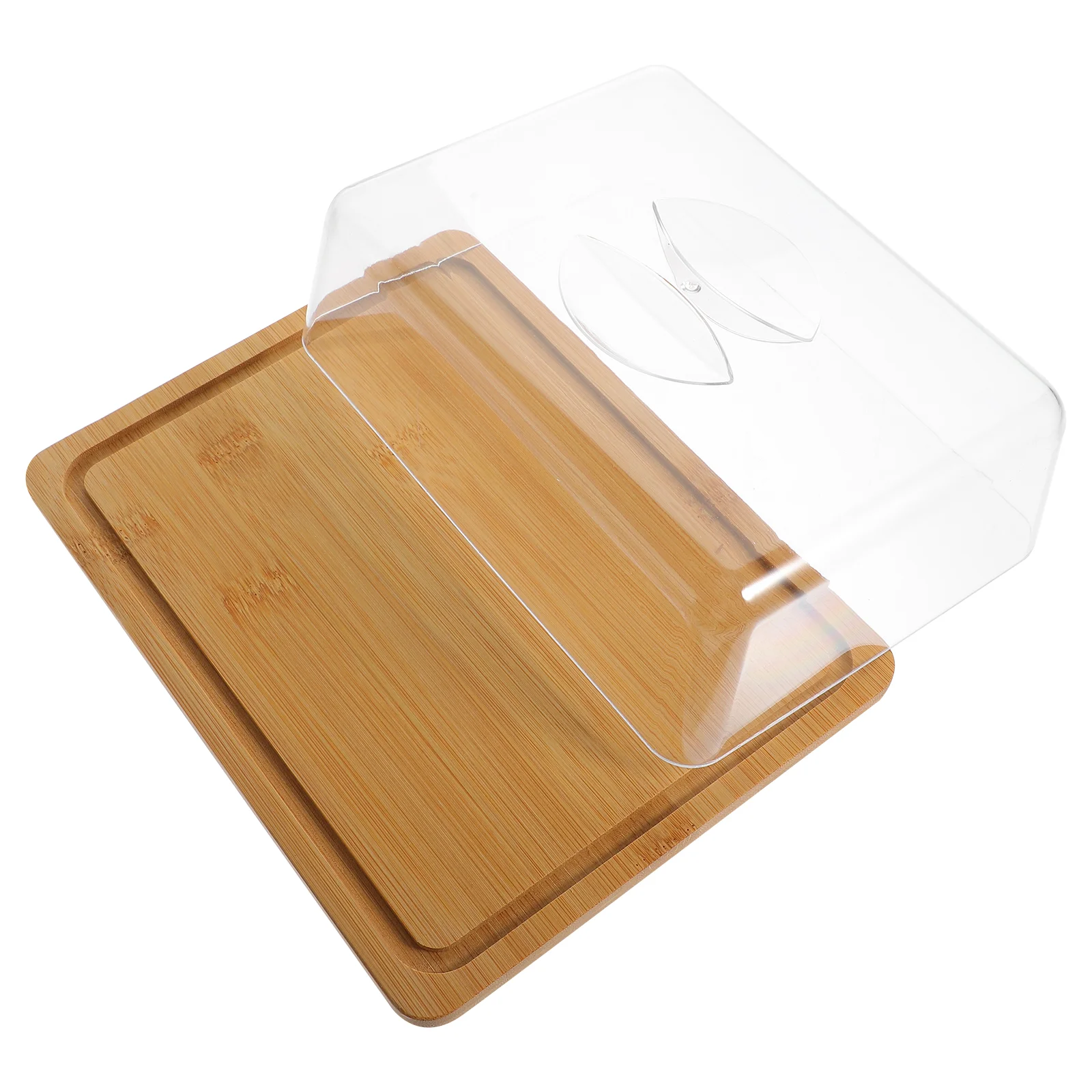 

Rectangular Cake Cover Stand with Lid Plate Bamboo Stands Covered Tall Dome Acrylic Holder