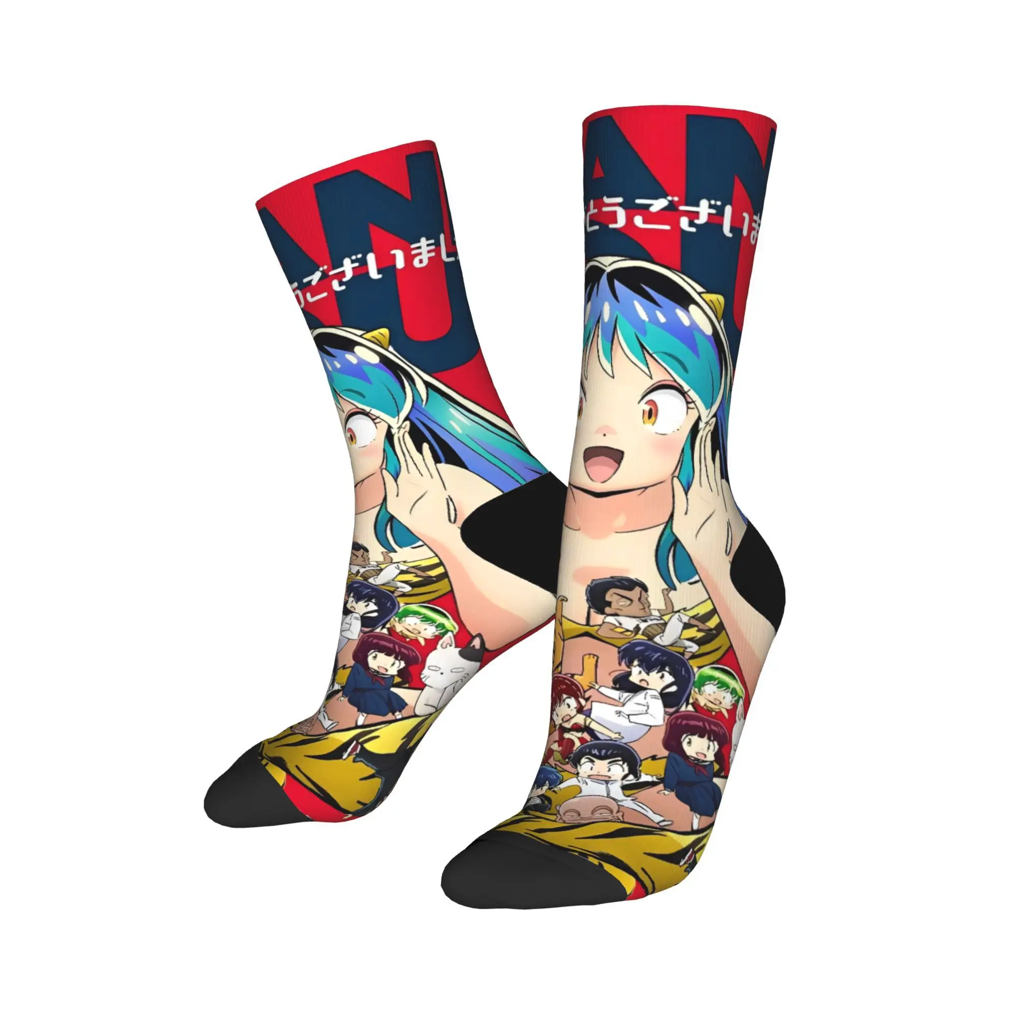 Goth Lum Urusei Yatsura Socks  Gothic Stockings Couple High Quality Climbing Socks Winter Graphic Anti Slip Socks