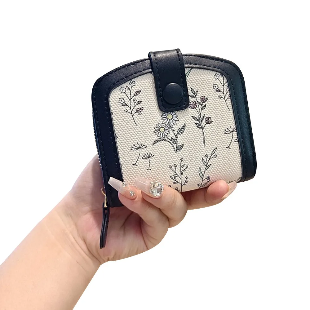 

Fashion PU Leather Short Wallet Multi-Cards Lightweight Zipper Coin Purse Large Capacity Cute Flowers Women Wallet
