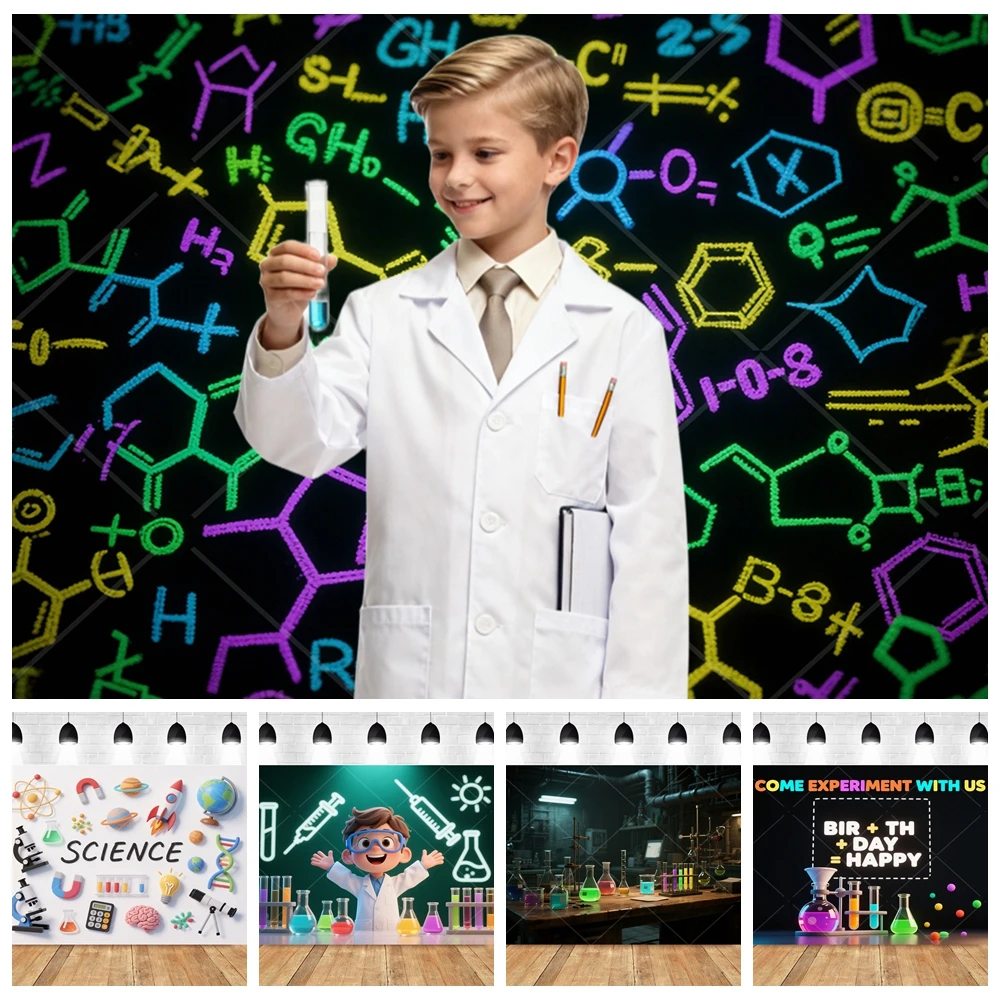 

​​Science Experiment Kids Birthday Party Photo Booth Backdrop Customizable Hands On Laboratory Decor Photography Background​​
