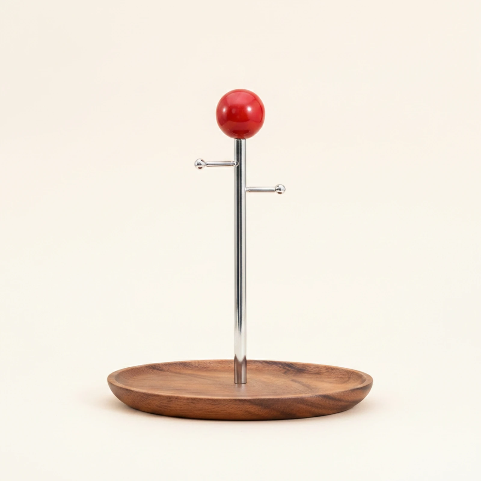 Key Holder with Hooks Tabletop Key Holder with Wooden Base Jewelry Tray with Metal Post Multifunctional Valet Stand Decorative