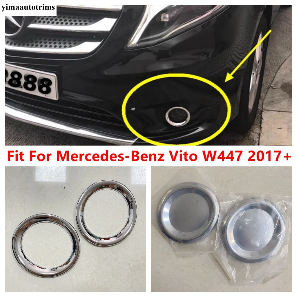 

Car Front Bumper Fog Light Lamp Ring Circle Decoration Cover Trim For Mercedes-Benz Vito W447 2017 - 2023 ABS Chrome Accessories