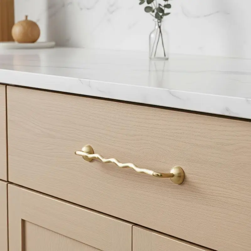 Rust Resistant Sleek Wavy Cabinet Pulls Zinc Alloy Door Handles for Bathroom Vanity Drawer Home Remodel Project